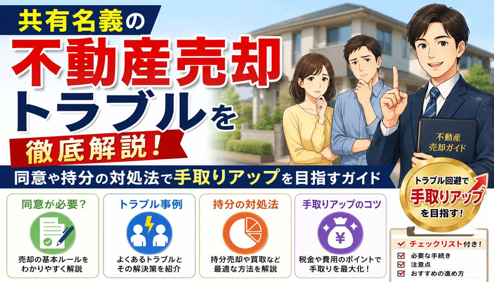共有名義の不動産売却トラブルを徹底解説！同意や持分の対処法で手取りアップを目指すガイド