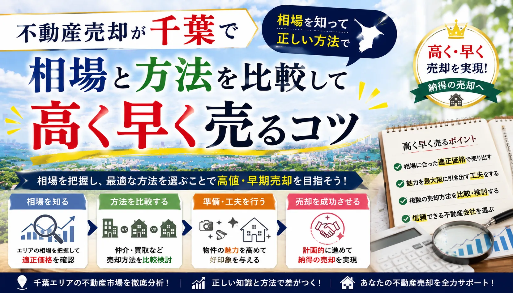 不動産売却が千葉で相場と方法を比較して高く早く売るコツ