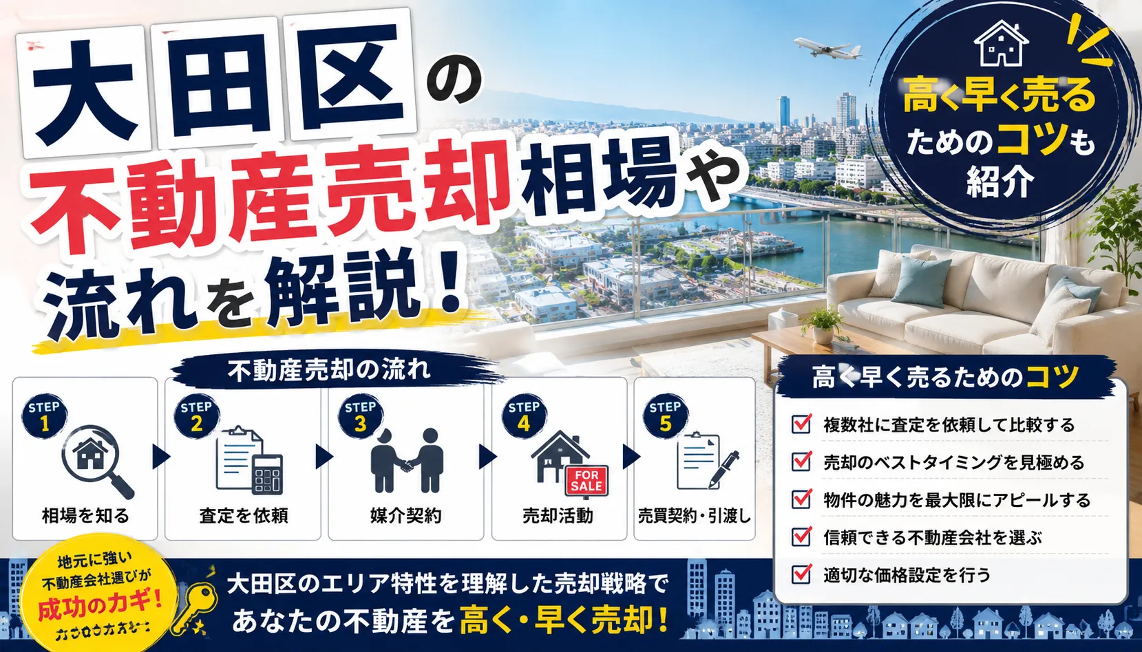 大田区の不動産売却相場や流れを解説！高く早く売るためのコツも紹介