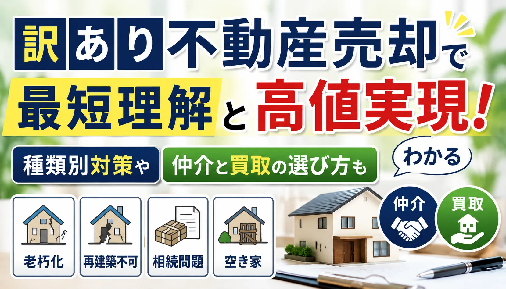 訳あり不動産売却で最短理解と高値実現！種類別対策や仲介と買取の選び方もわかる
