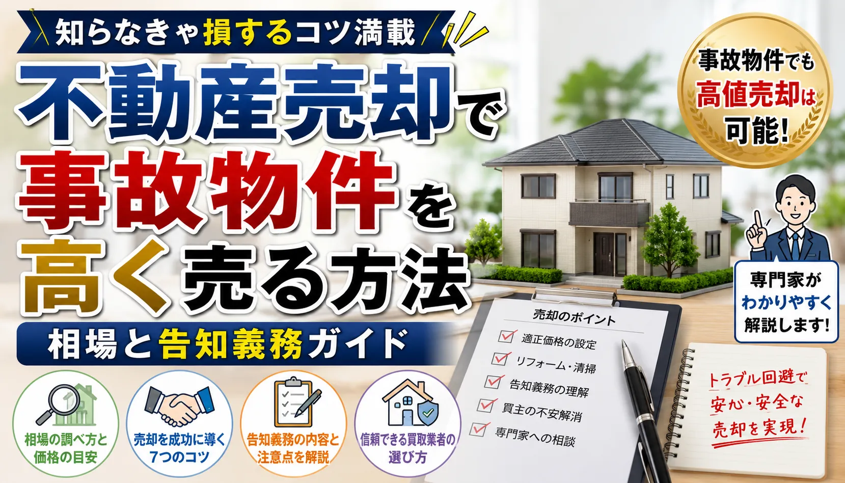 不動産売却で事故物件を高く売る方法や相場と告知義務ガイド【知らなきゃ損するコツ満載】