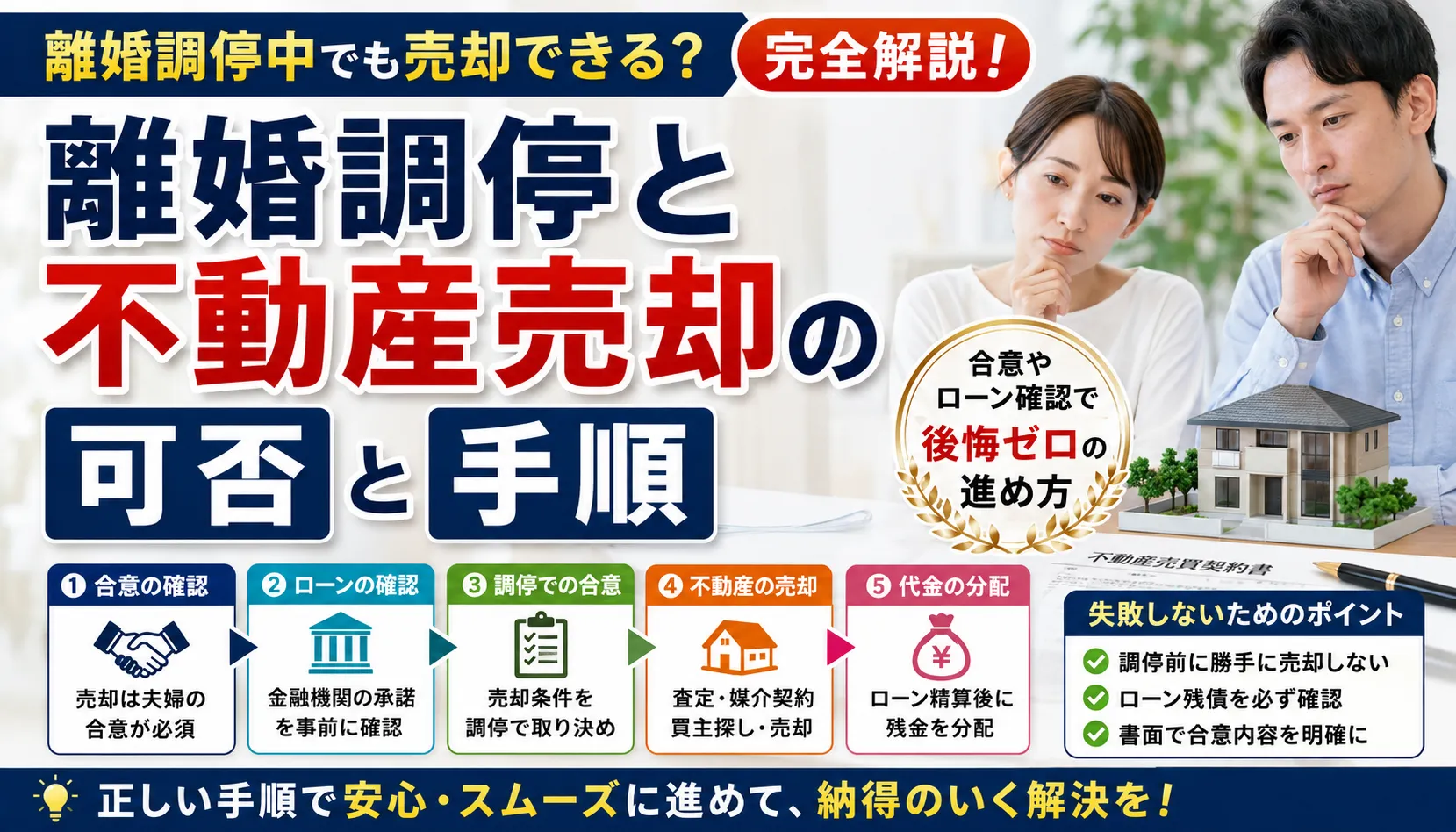 離婚調停と不動産売却の可否と手順を完全解説！合意やローン確認で後悔ゼロの進め方