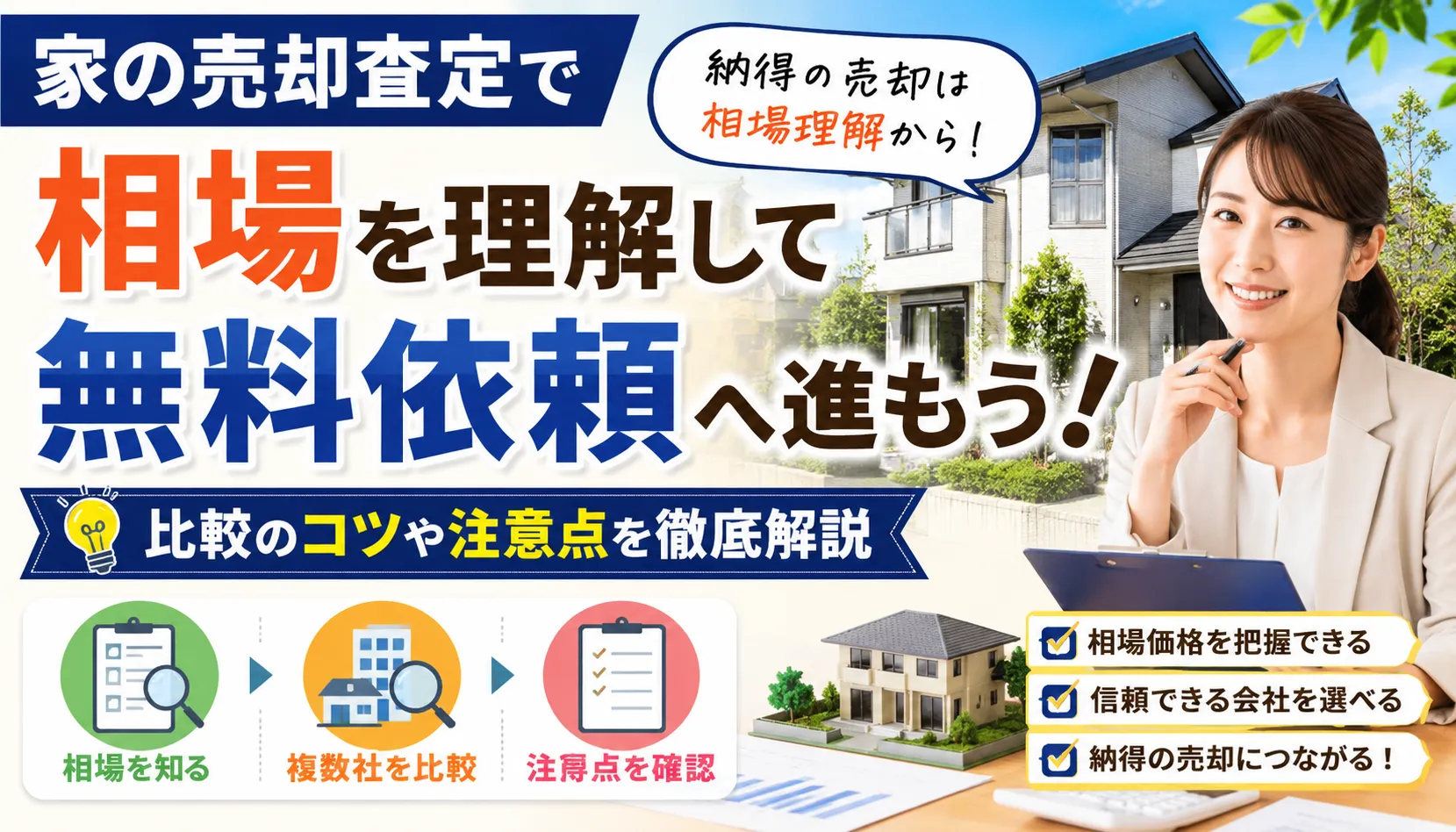家の売却査定で相場を理解して無料依頼へ進もう！比較のコツや注意点を徹底解説