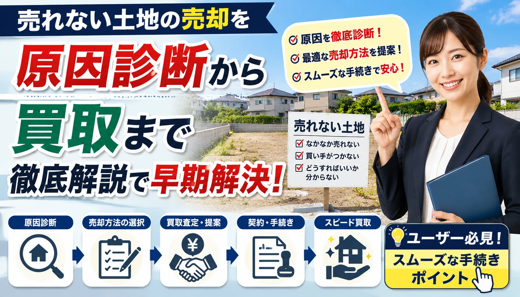 売れない土地の売却を原因診断から買取まで徹底解説で早期解決！ユーザー必見のスムーズな手続きポイント