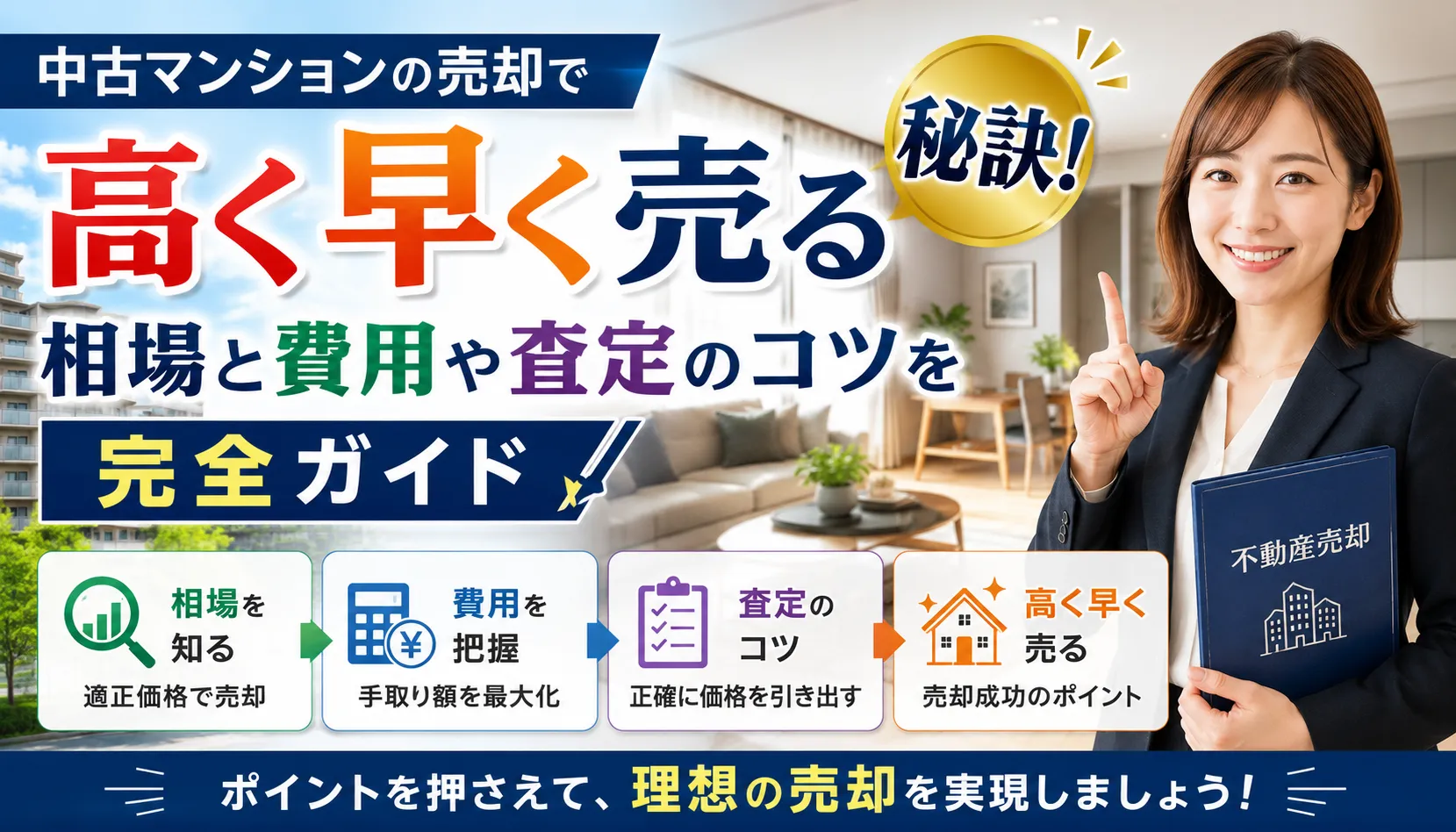 中古マンションの売却で高く早く売る秘訣！相場と費用や査定のコツを完全ガイド