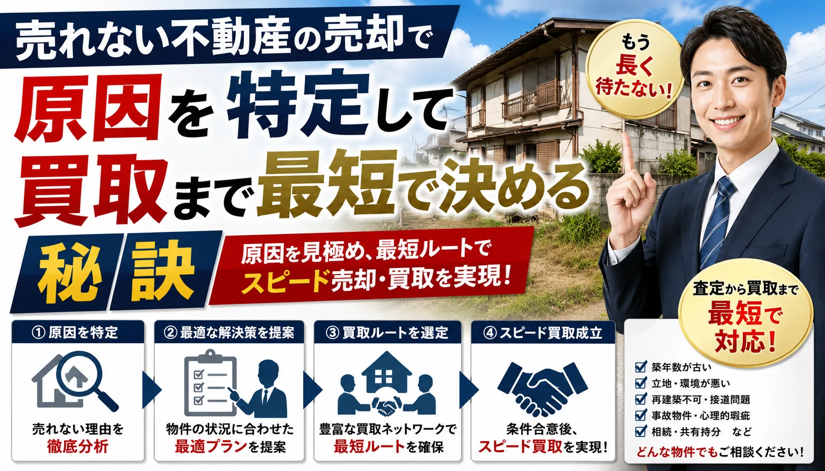 売れない不動産の売却で原因を特定して買取まで最短で決める秘訣