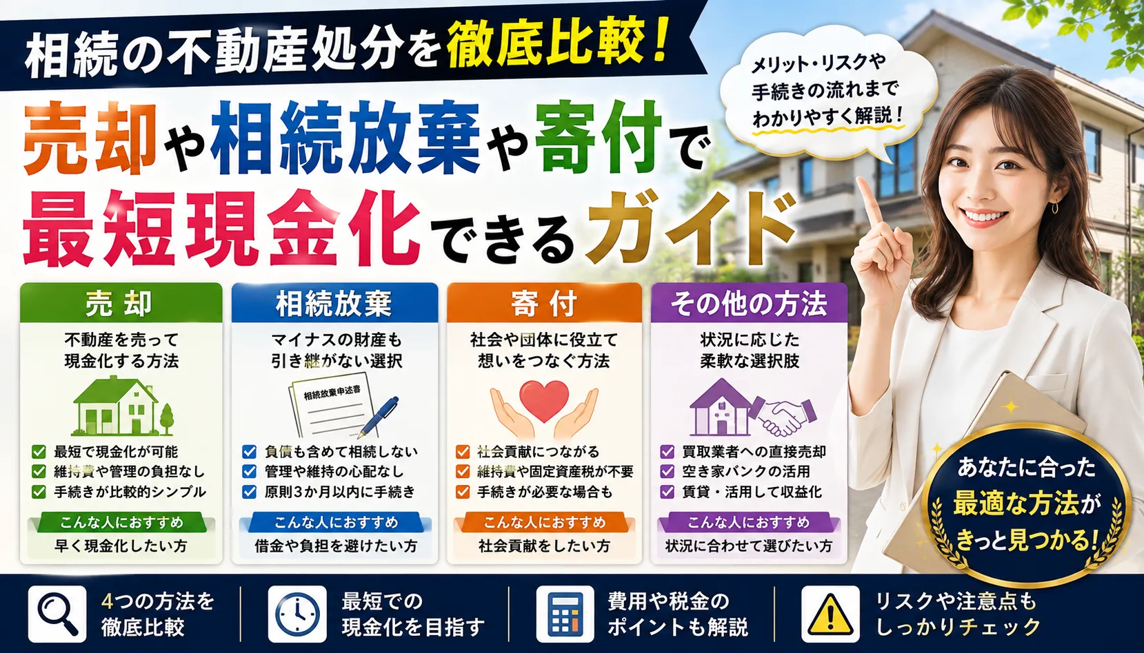 相続の不動産処分を徹底比較!売却や相続放棄や寄付で最短現金化できるガイド