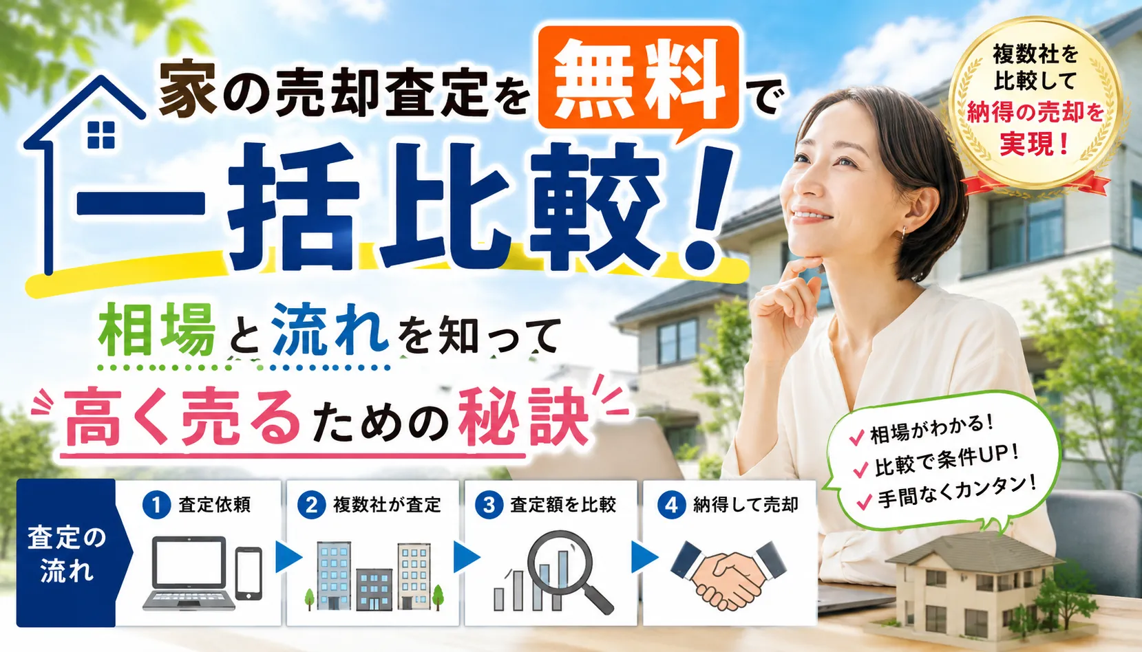 家の売却査定を無料で一括比較!相場と流れを知って高く売るための秘訣