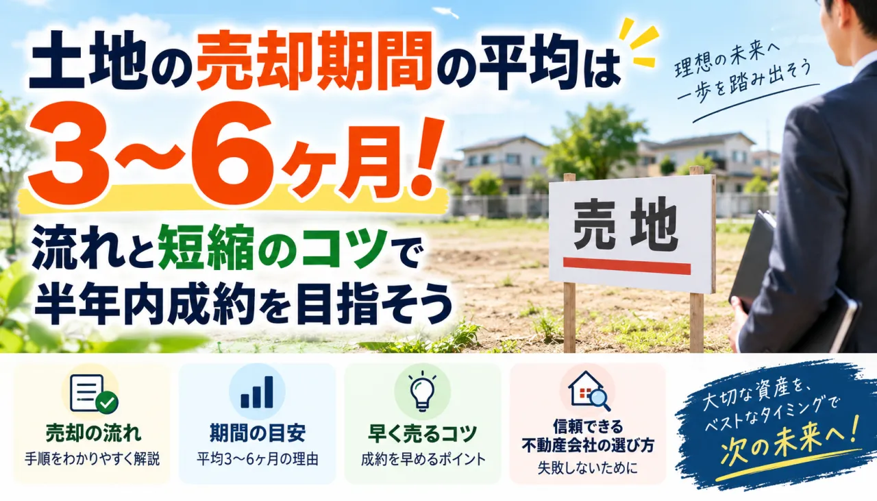 土地の売却期間の平均は3〜6ヶ月!流れと短縮のコツで半年内成約を目指そう