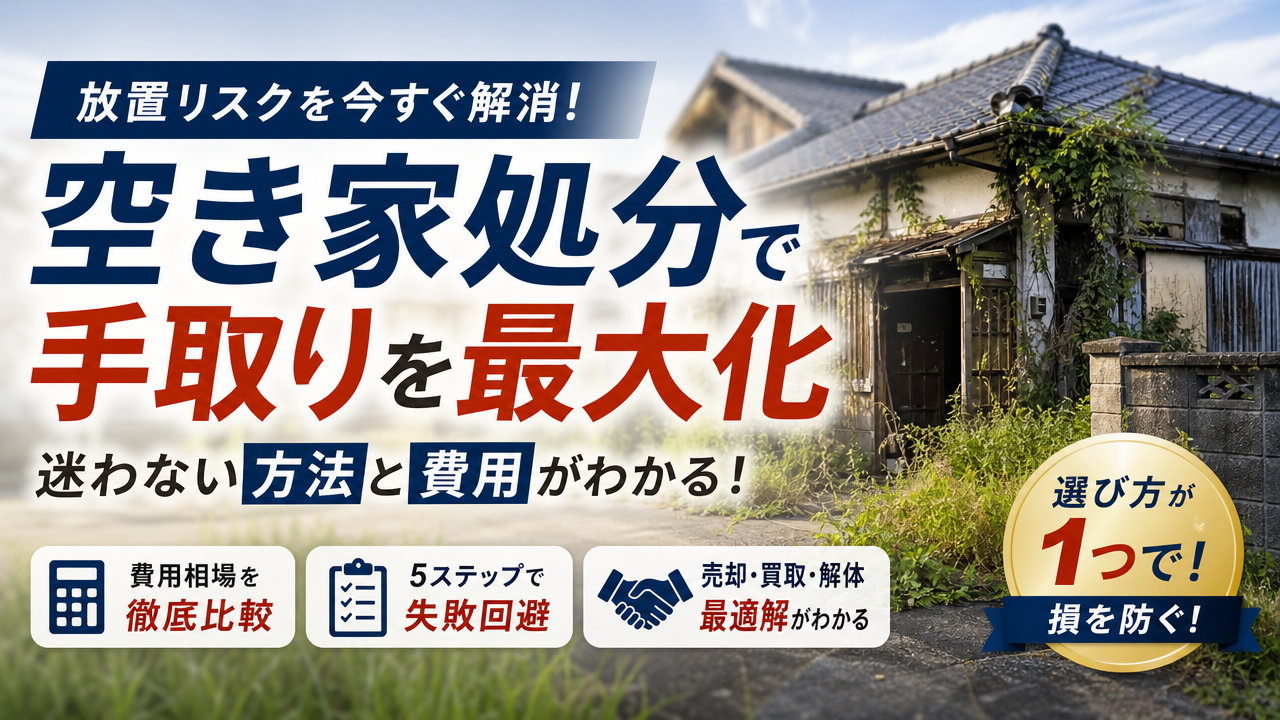 空き家処分で迷わない方法と費用も徹底解説！売却や買取や解体で手取りを最大化する秘訣